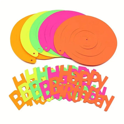 Neon UV/Glow In the Dark Happy Birthday Swirl Decoration - 5PC