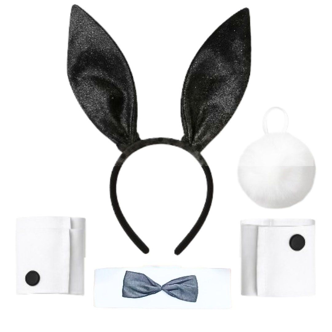 Notty Bunny Ears with Necktie & Tail Set - Set of 4