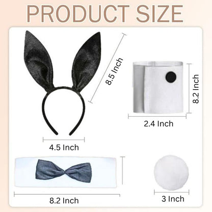 Notty Bunny Ears with Necktie & Tail Set - Set of 4