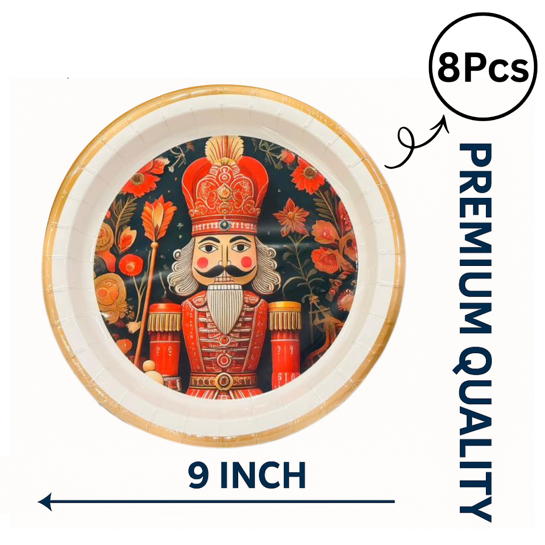 Christmas Nut Cracker Dinner Paper Plates - 8PC