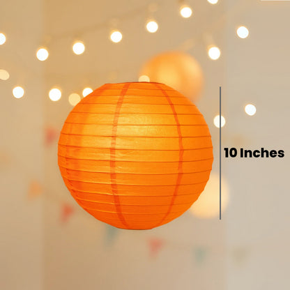 Orange Round Paper Lantern - 10 Inches - 1PC