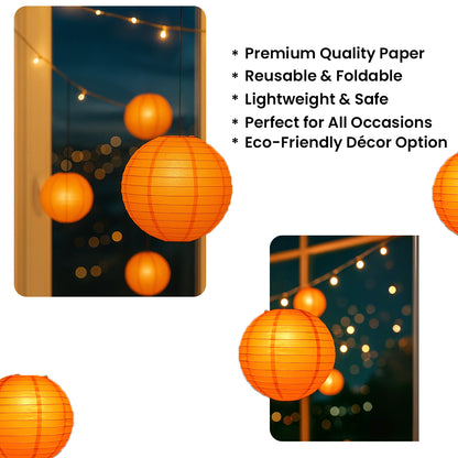 Orange Round Paper Lantern - 10 Inches - 1PC