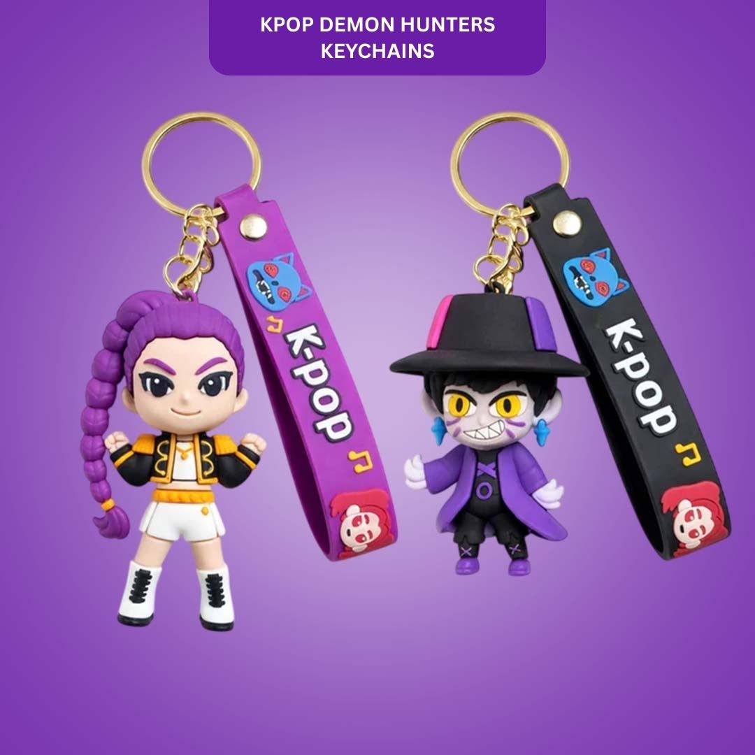 Kpop Demon Hunters Cartoon Keychains for Boys and Girls - Set of 2