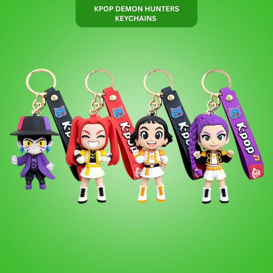 Kpop Demon Hunters Cartoon Keychains for Boys and Girls -  Set of 4