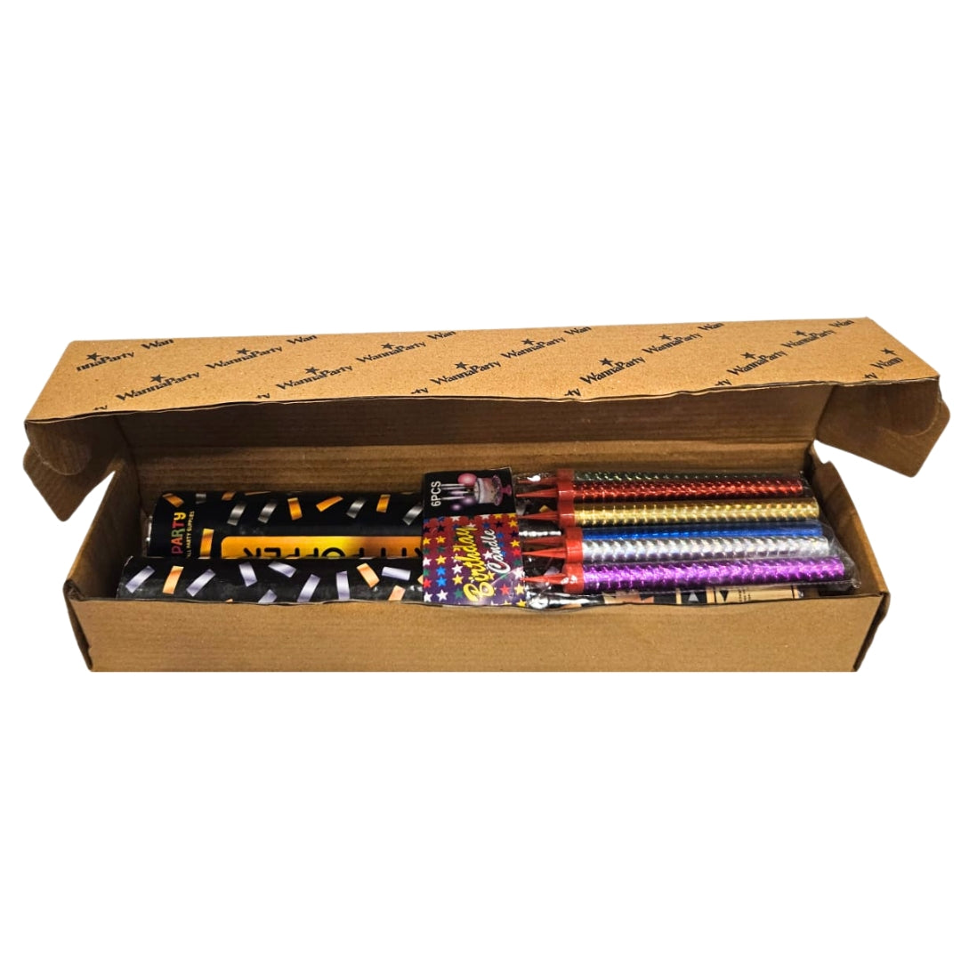 Confetti Party Popper & Sparkling Candle Combo  Pack of 3
