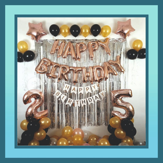 Happy Birthday Balloon with Foil Curtain
