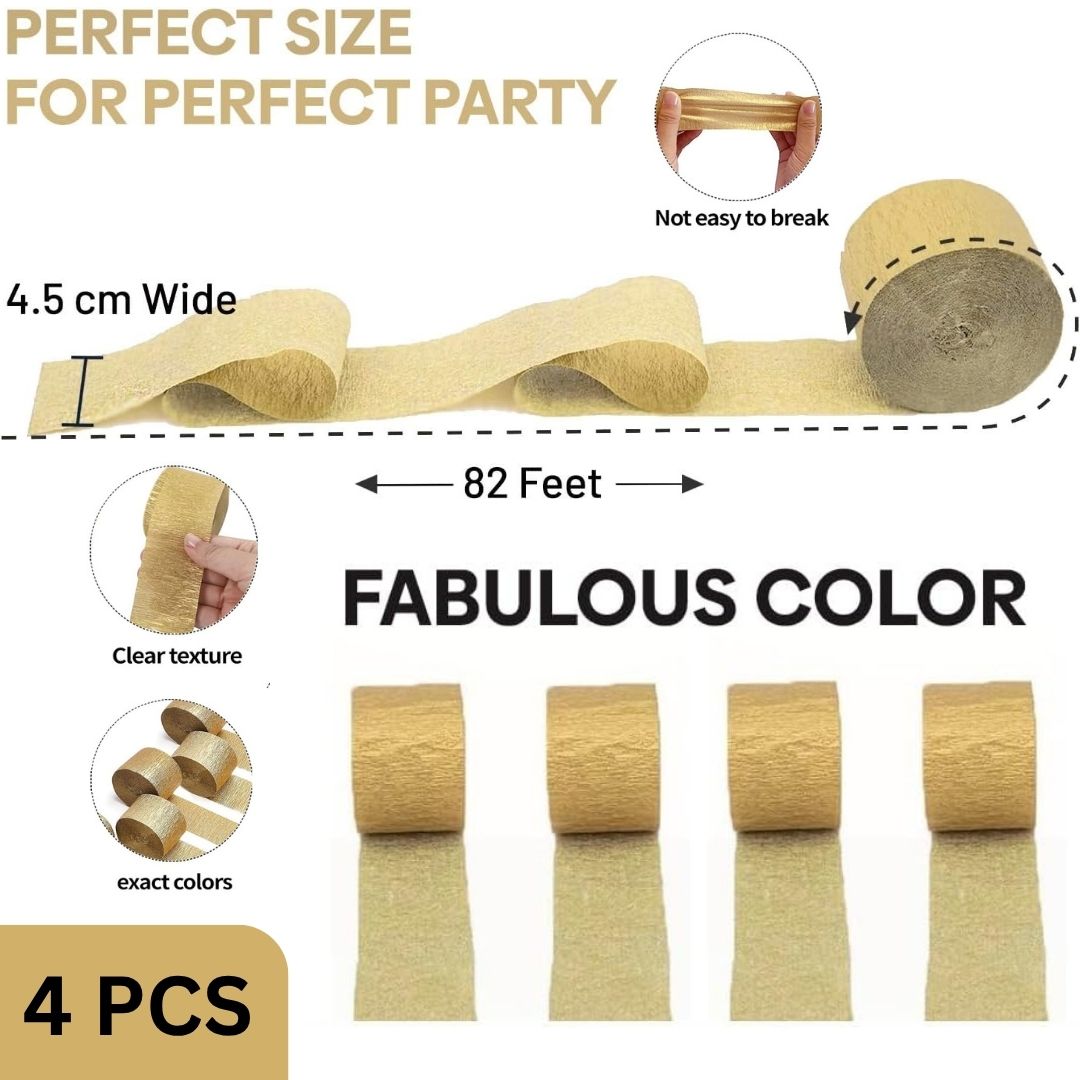 Crepe Streamers Golden - 4PC
