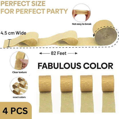 Crepe Streamers Golden - 4PC