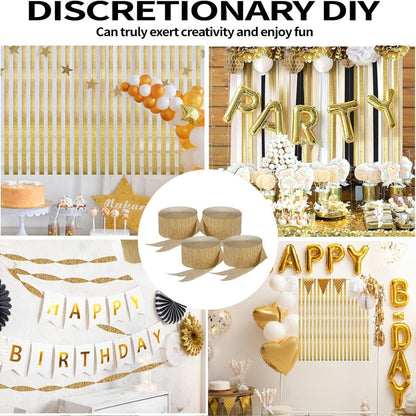 Crepe Streamers Golden - 4PC