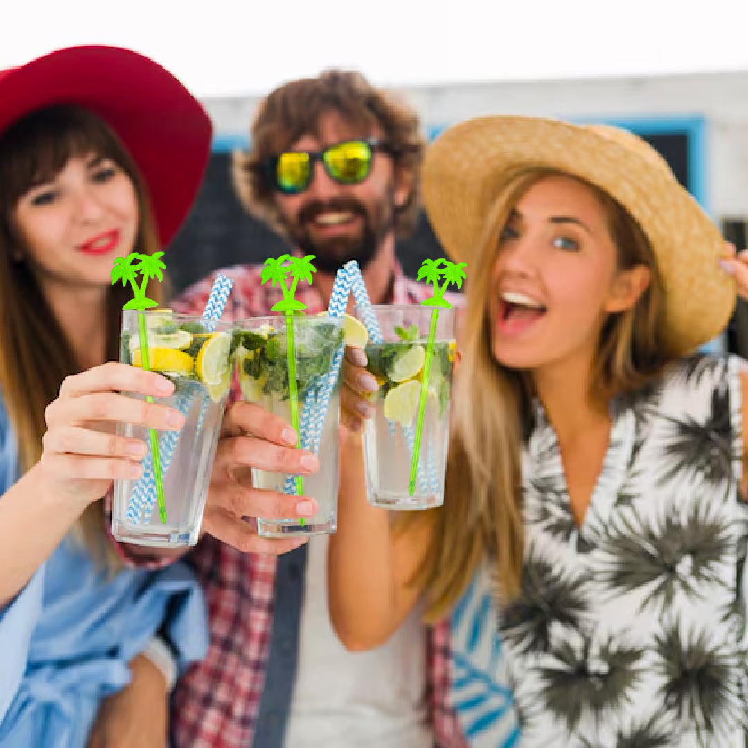 Palm Tree Green Stirrers - 12PC