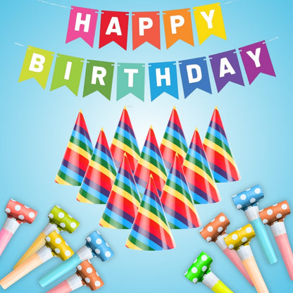 Happy Birthday Hats, Blowouts Party & Banner Combo Set - 20PC