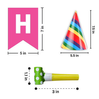 Happy Birthday Hats, Blowouts Party & Banner Combo Set - 20PC
