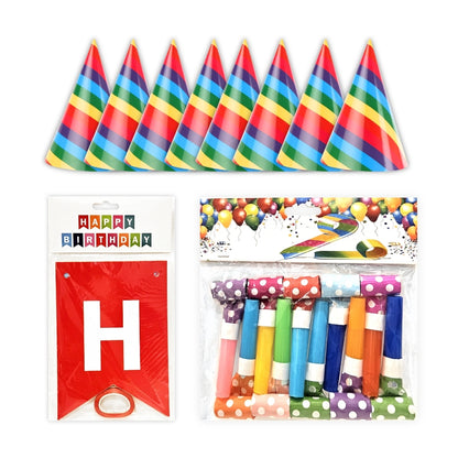 Happy Birthday Hats, Blowouts Party & Banner Combo Set - 20PC