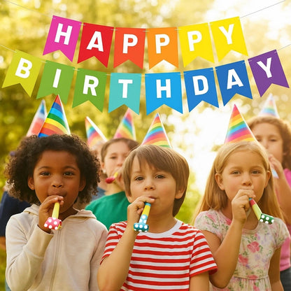 Happy Birthday Hats, Blowouts Party & Banner Combo Set - 20PC