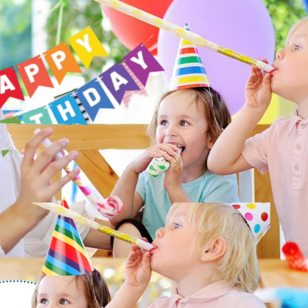 Happy Birthday Hats, Blowouts Party & Banner Combo Set - 20PC