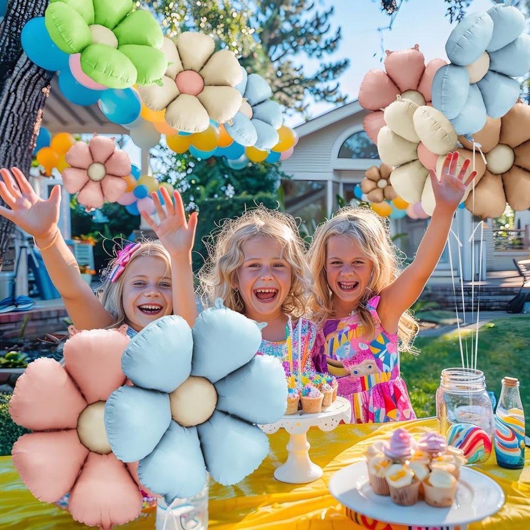 Sand White Flower Shaped Balloon - Air Filled Only - 24 inches - 1PC