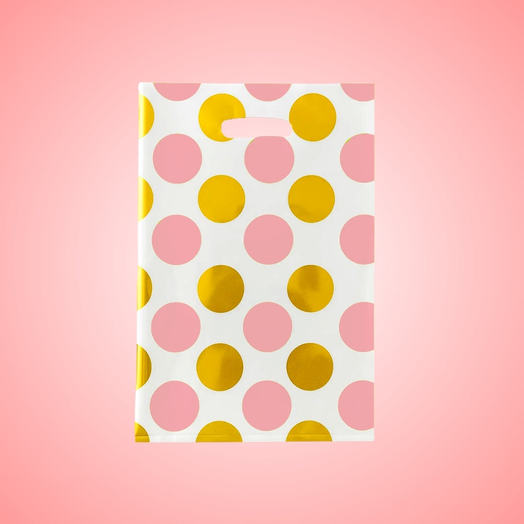 Loot Bag Pink Large Polka Dot - 10PC