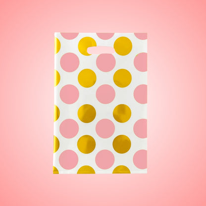 Loot Bag Pink Large Polka Dot - 10PC