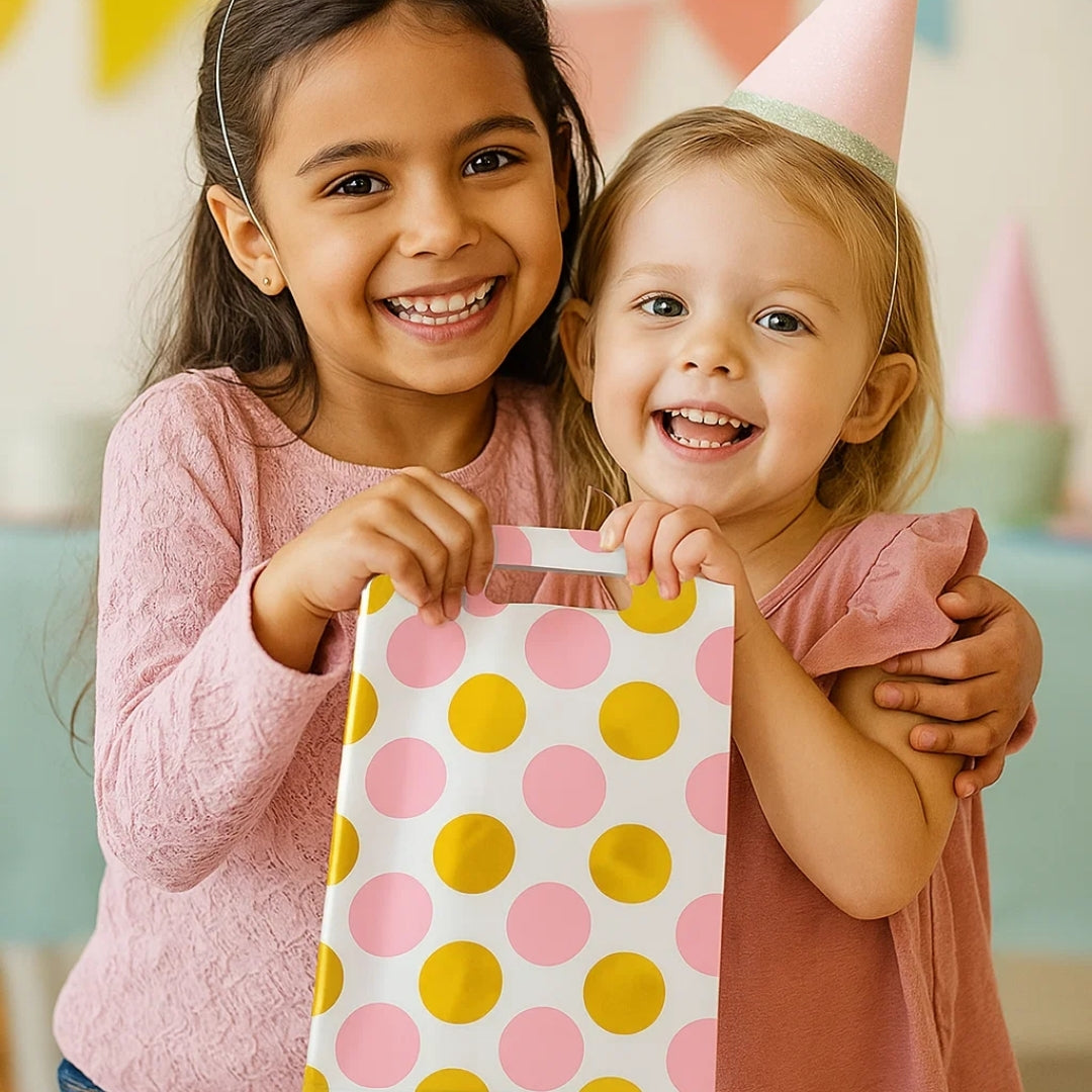 Loot Bag Pink Large Polka Dot - 10PC