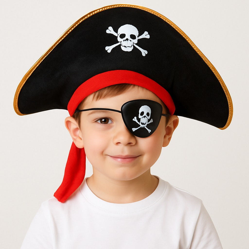 Pirate Hat with Eye Patch for Kids Combo Set - 2PC
