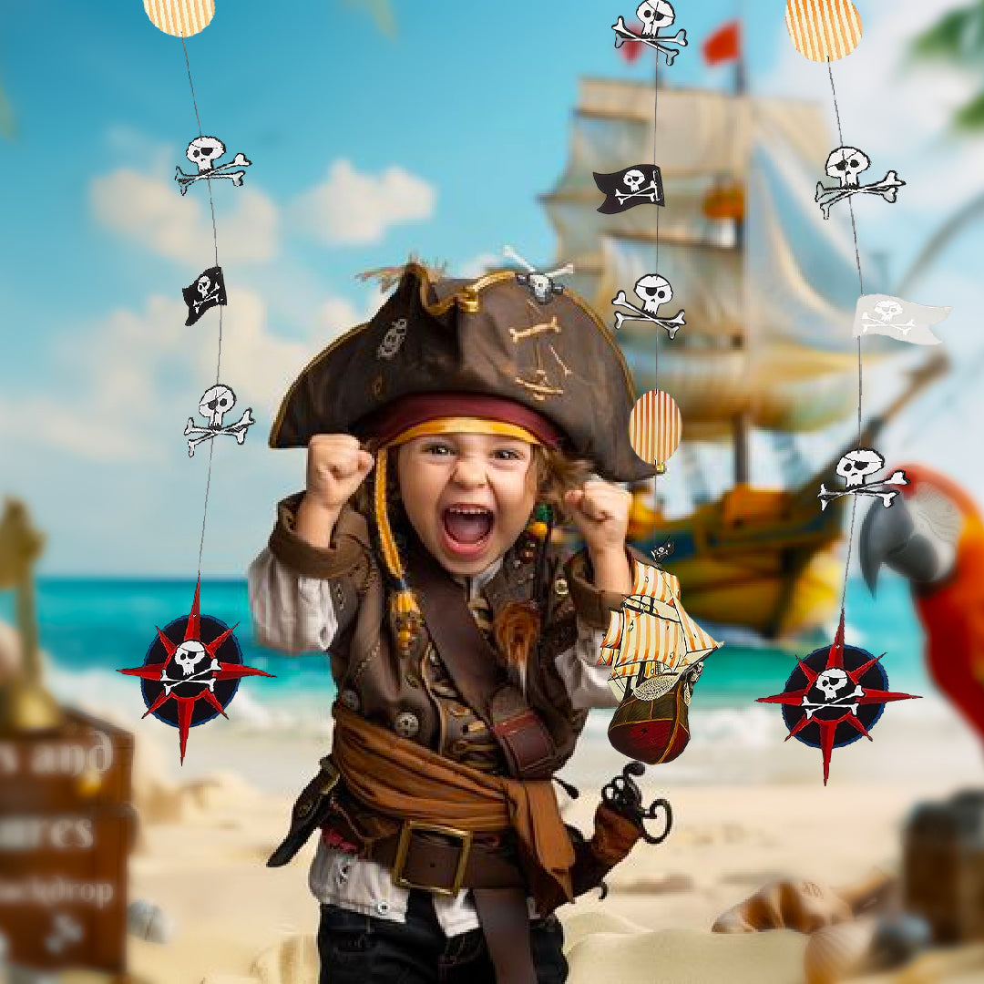 Pirate Themed Dangling Cutout Hanging Decoration - 3PC
