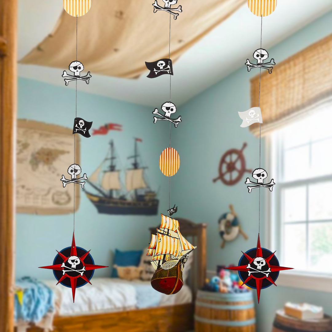 Pirate Themed Dangling Cutout Hanging Decoration - 3PC