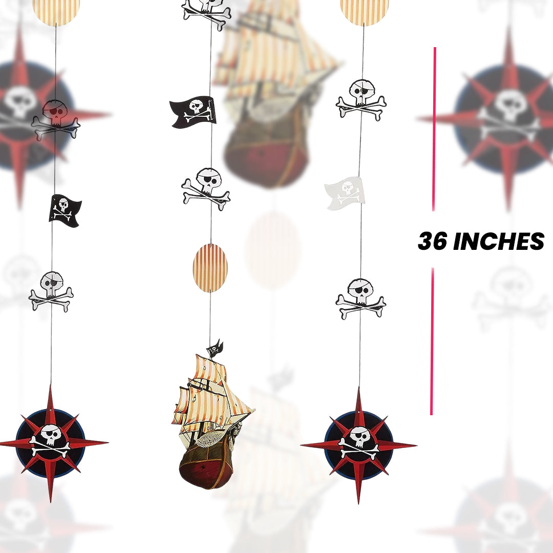 Pirate Themed Dangling Cutout Hanging Decoration - 3PC