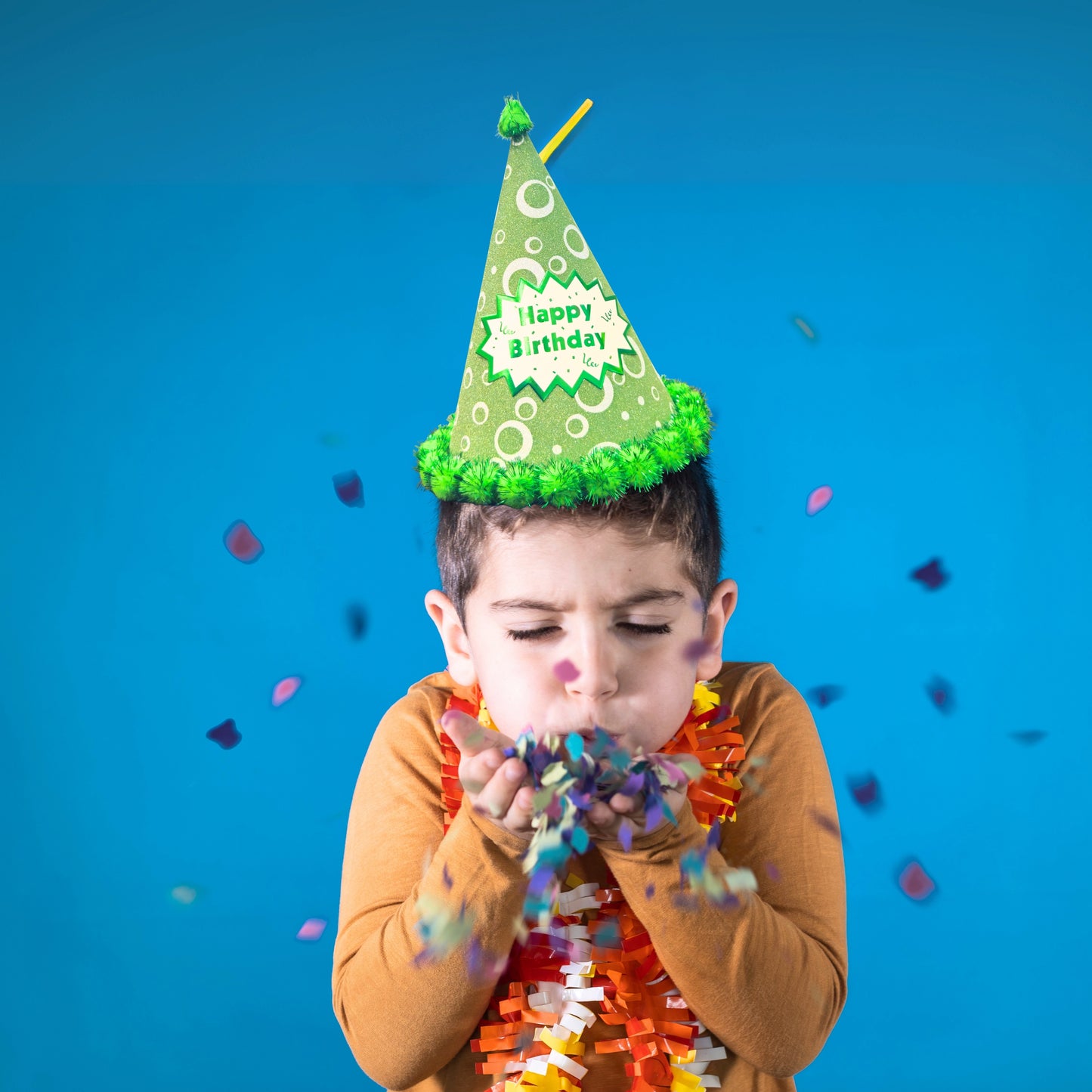Happy Birthday Party Hats w/Polka Dot & Pom Pom - 2PC