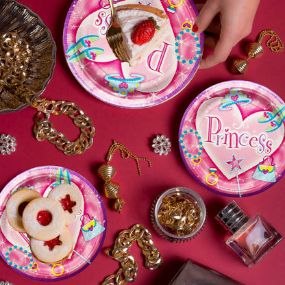 Princess Theme Pink Party Cake/Starter Plates - 7 inches - 8PC