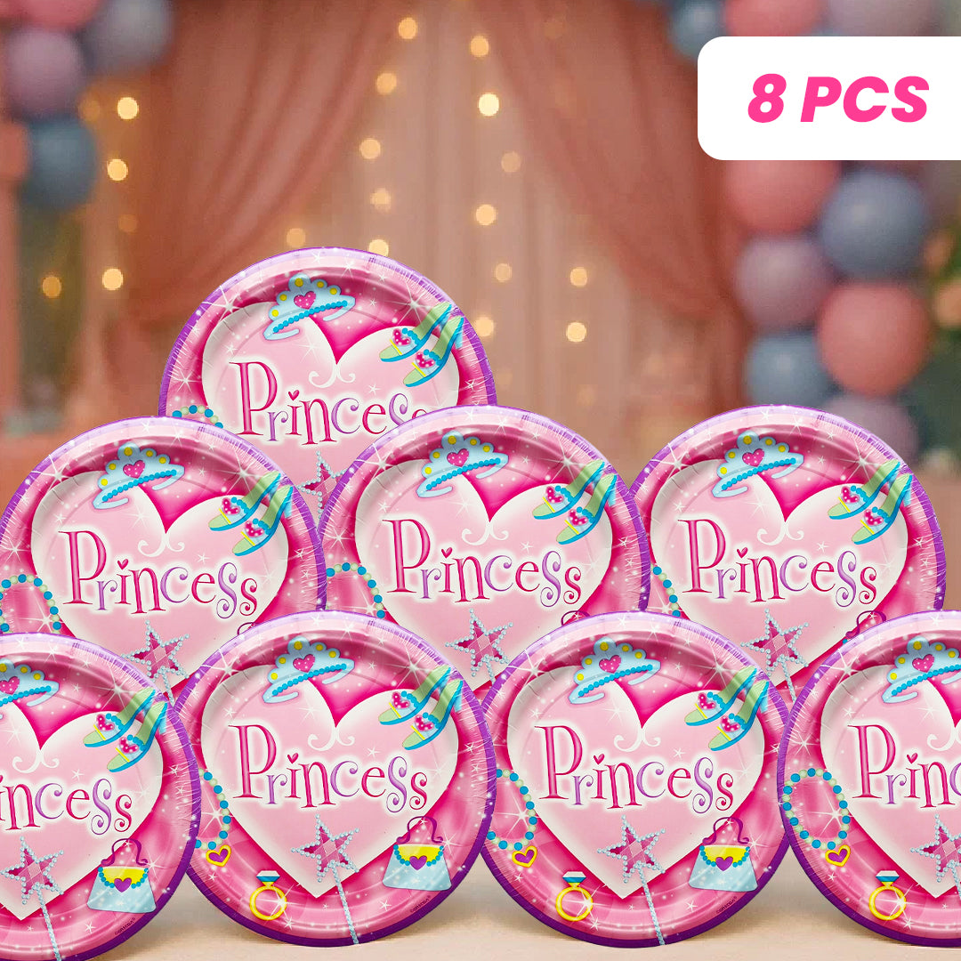 Princess Theme Pink Party Cake/Starter Plates - 7 inches - 8PC