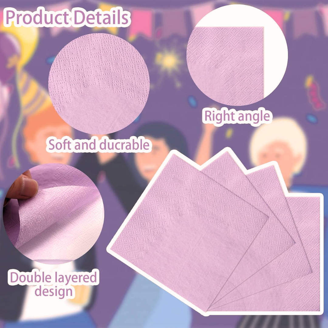 Purple Paper Napkins - 20PC