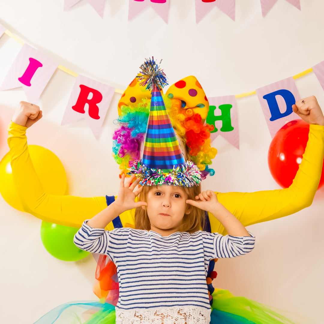 Multicolored Glossy Party Hat w/ Fringe - 1 PC