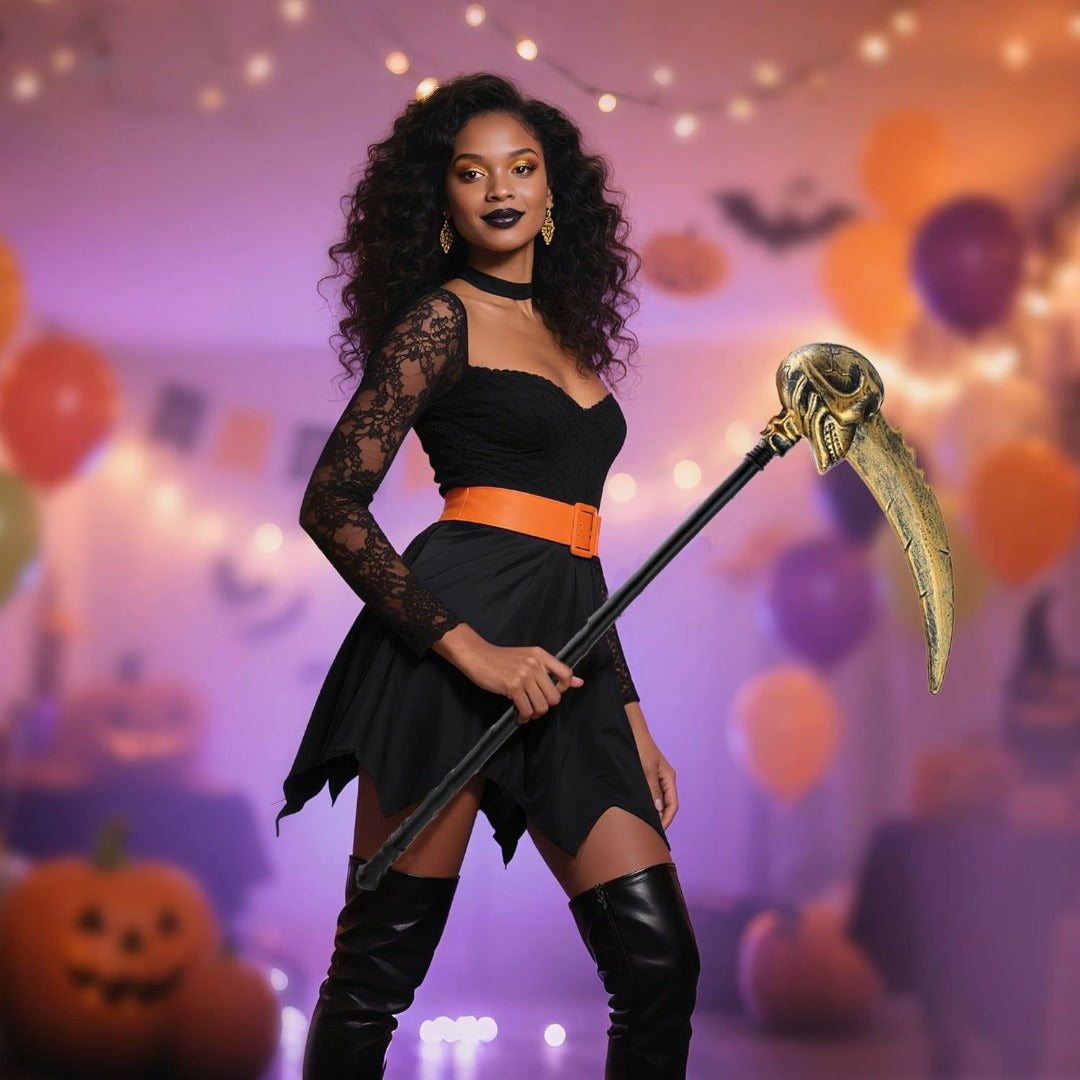 Skull wth Big Nose Golden Hand Holding Weeapon - 1PC