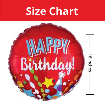 Happy Birthday Red Festive Foil Balloon - Helum Quality - 18 inches - 1PC