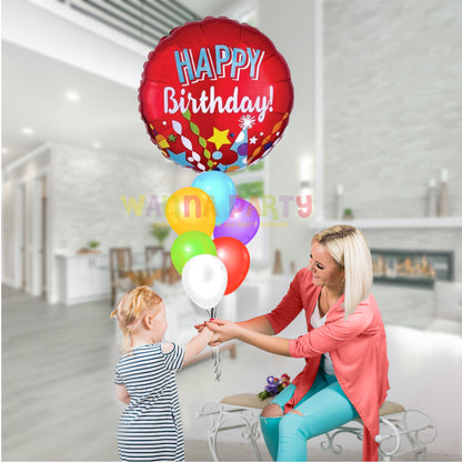 Happy Birthday Red Festive Foil Balloon - Helum Quality - 18 inches - 1PC