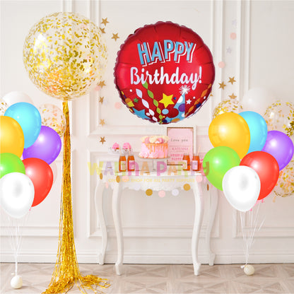 Happy Birthday Red Festive Foil Balloon - Helum Quality - 18 inches - 1PC
