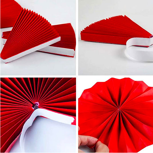 Red Paper Fans for Wall Decor - 6PC