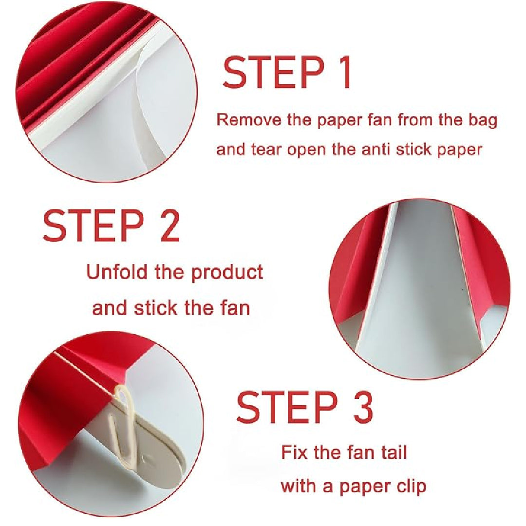 Red Paper Fans for Wall Decor - 6PC