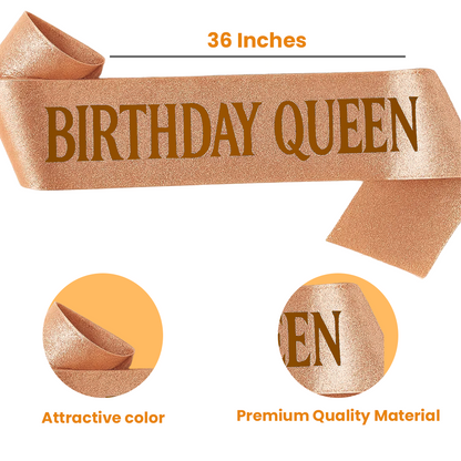 Happy Birthday Girl Tiara and Birthday Queen Sash Combo Set - 2PC