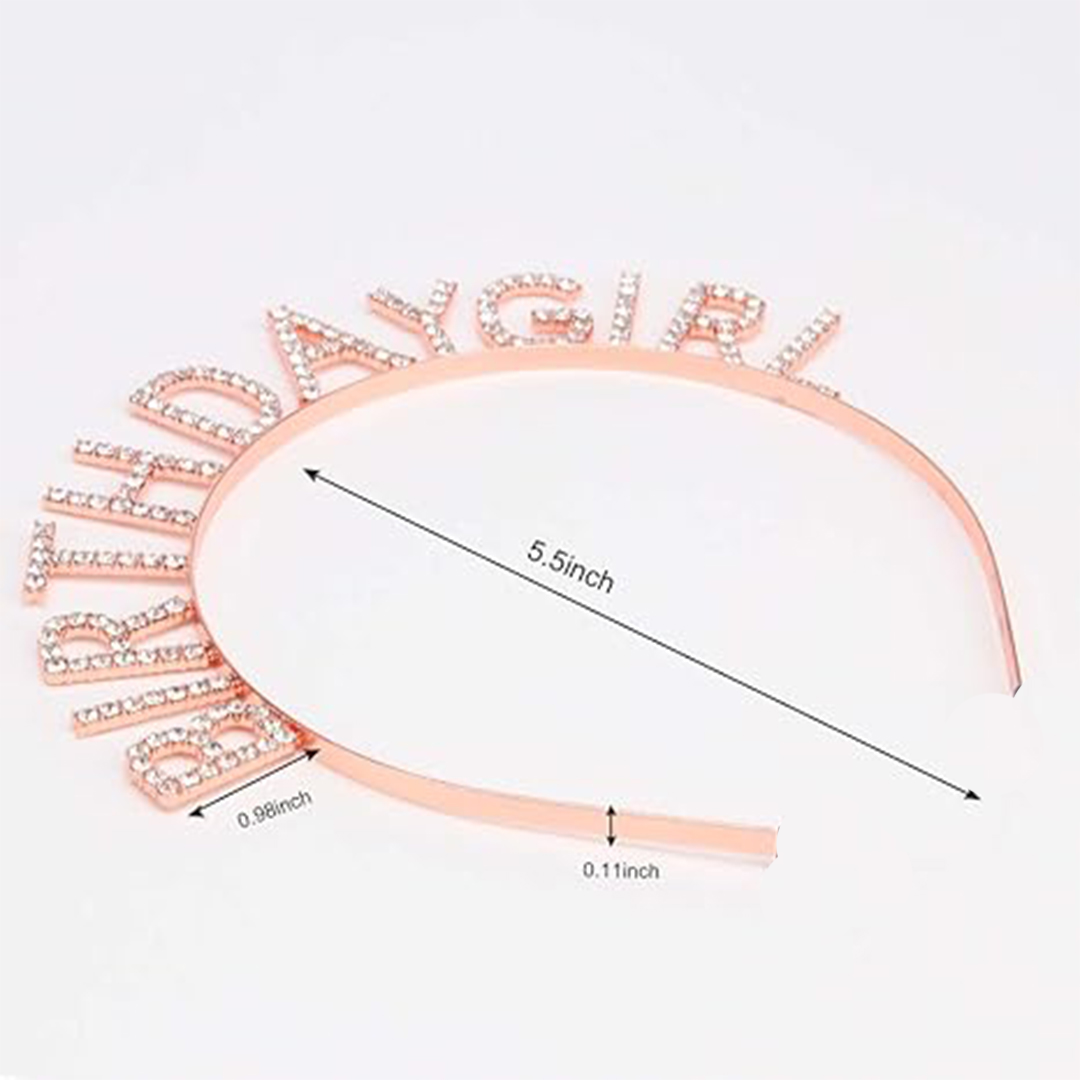 Happy Birthday Tiara Headband with Birthday Queen Sash Combo - 2PC