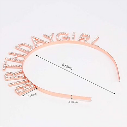 Happy Birthday Tiara Headband with Birthday Queen Sash Combo - 2PC