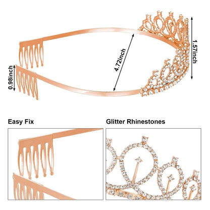 Rose Gold Tiara with Birthday Sash Combo - 1PC