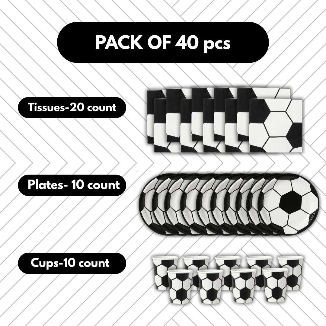 Football Theme Birthday Decor Tableware Set - 40PC