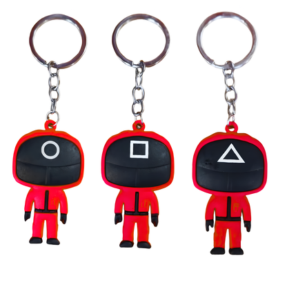 Squid Game Mask Men Figurine Keychain Set for Party Favour  - 3PC