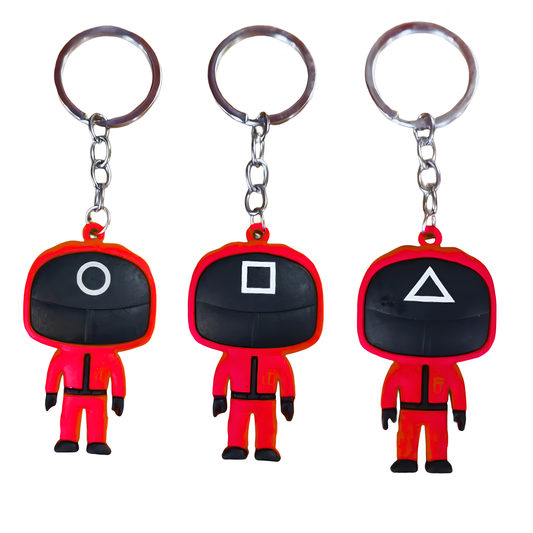 Squid Game Mask Men Figurine Keychain Set for Party Favour  - 3PC
