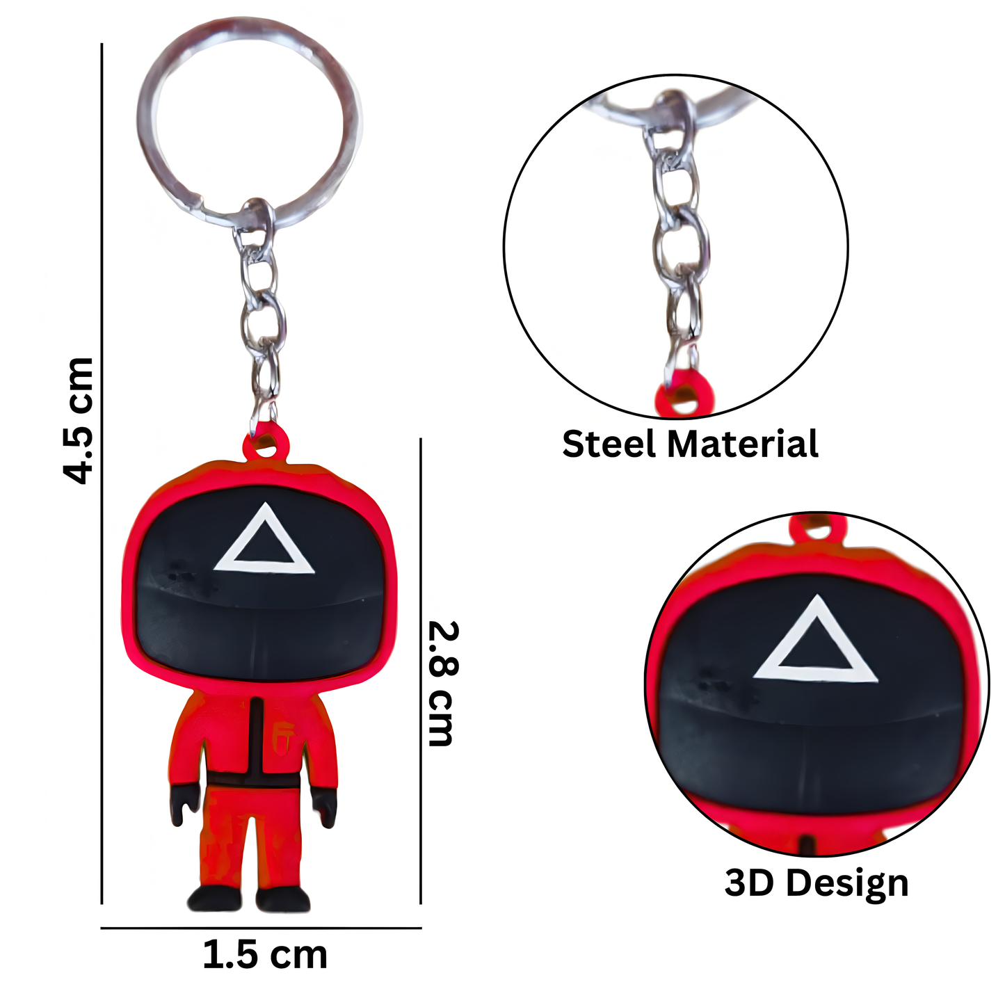 Squid Game Mask Men Figurine Keychain Set for Party Favour  - 3PC