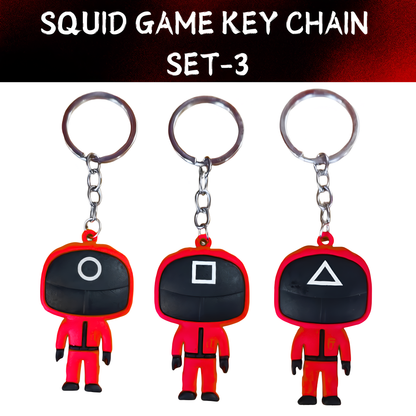 Squid Game Mask Men Figurine Keychain Set for Party Favour  - 3PC