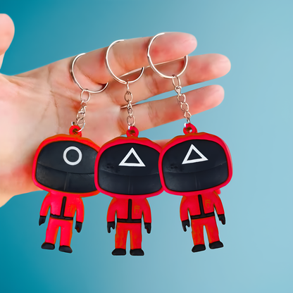 Squid Game Mask Men Figurine Keychain Set for Party Favour  - 3PC