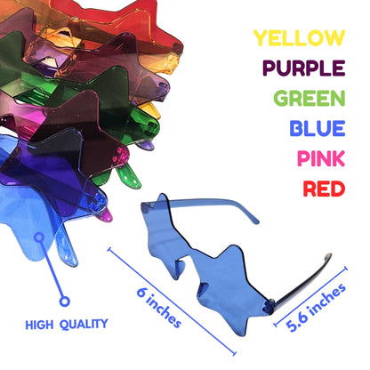 Star Shaped Multicolor Rimless Sunglases for Kids & Adults - 6PC