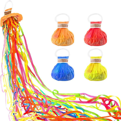 Hand Throw Streamers with Colorful Ribbons for Party Favors - 4PC